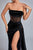 Lamva Corset Velvet Slit Maxi Dress - Black - Bellabarnett