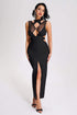 Panra Mesh Cutout Midi Bandage Dress