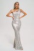 Strobe Sequin One Shoulder Maxi Dress