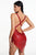 Next Level Diamante Mesh Metal Dress - Red