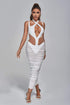 Amalie Cutout Mesh Midi Bandage Dress - White