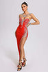 Porsha Diamonate Strapless Maxi Bandage Dress - Red