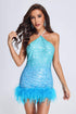 Fara Feather Gradient Sequin Mini Dress