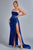 Lamva Corset Velvet Slit Maxi Dress - Blue - Bellabarnett