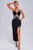 Lape Rhinestone Slit Maxi Bandage Dress