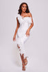 Hailey One Shoulder Feather Midi Dress