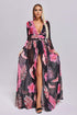 Samai Deep V-neck Printed Maxi Dress